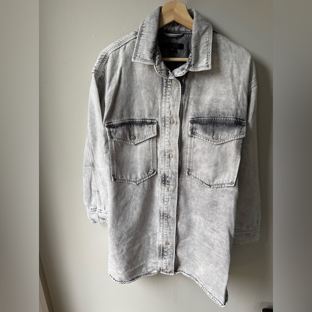 All Saints Washed Gray Denim Jacket